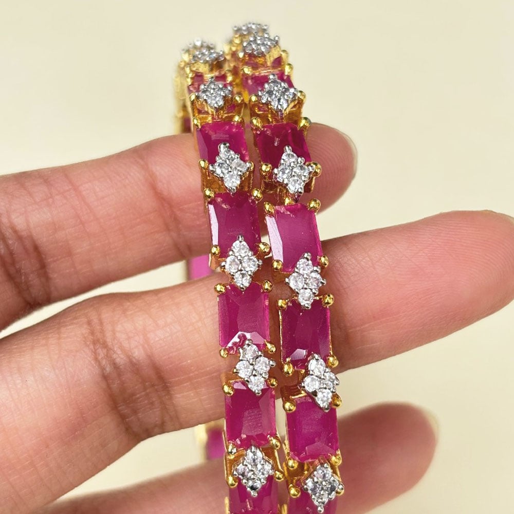 Handmade Brass Metal Jewellery Pink Stone Bangles